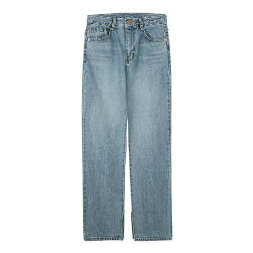 iuw538 side cut long denim jeans (light blue)