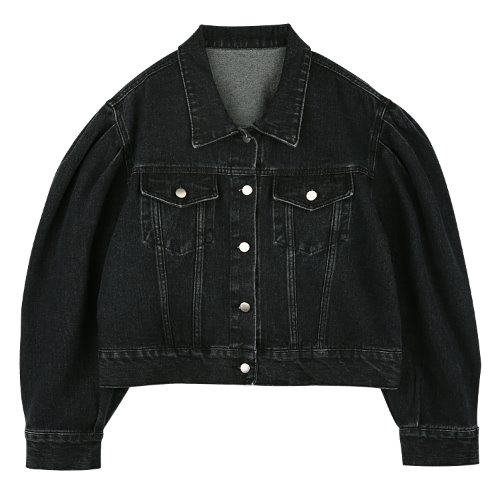 iuw656 puff denim jacket (black)