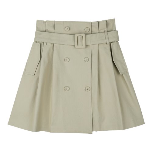 iuw602 trench double belted skirt (beige)