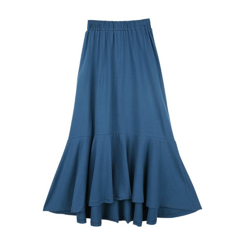 iuw776 cotton banding flare skirt (blue green)