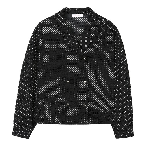 iuw1261 double button dot blouse (black)